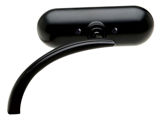 Mini Oval Mirror - Black. Fits Left. - Arlen Ness
