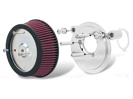 Stage 1 Big Sucker Air Cleaner Kit - Natural. Fits Sportster 1988-2021 with EFI or CV Carburettor. Requires Round Air Cleaner Cover. - Arlen Ness