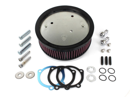 Stage 1 Big Sucker Air Cleaner Kit - Natural. Fits Sportster 1988-2021 with EFI or CV Carburettor. Re-Uses Stock Oval 2 Bolt Cover. - Arlen Ness
