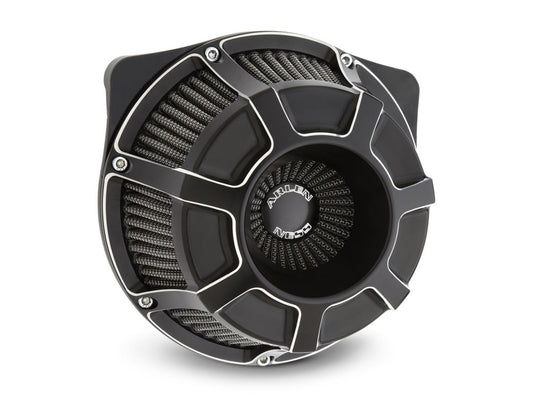 Beveled Air Cleaner Kit - Black. Fits Touring 2017-2024 & Softail 2018-2024 - Arlen Ness