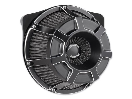 Beveled Air Cleaner Kit - Black. Fits Softail 2000-2015, Dyna 1999-2017, Touring 1999-2007 with CV Carb or Cable Operated Delphi EFI - Arlen Ness