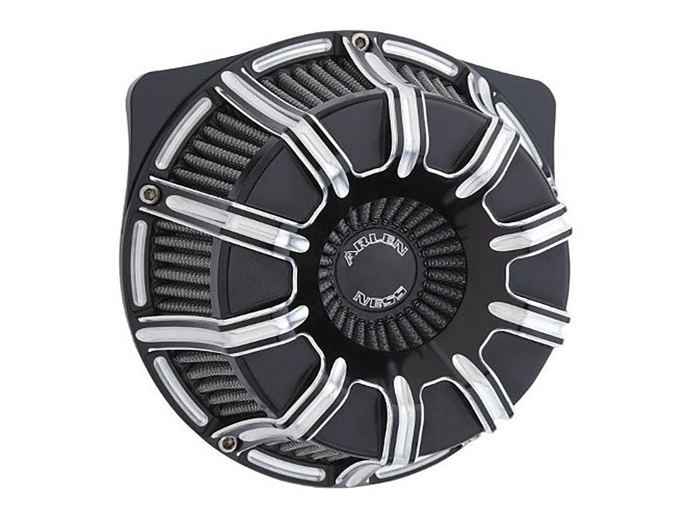 10-Gauge Air Cleaner Kit - Contrast Cut. Fits Softail 2000-2015, Dyna 1999-2017, Touring 1999-2007 with CV Carb or Cable Operated Delphi EFI - Arlen Ness