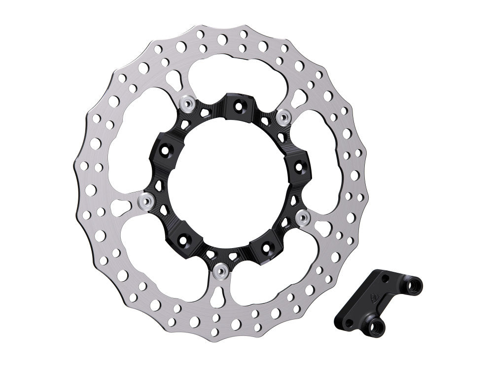 14in. Left Hand Front Jagged Big Brake Disc Rotor - Black. Fits Most Touring 2008-2024 - Arlen Ness