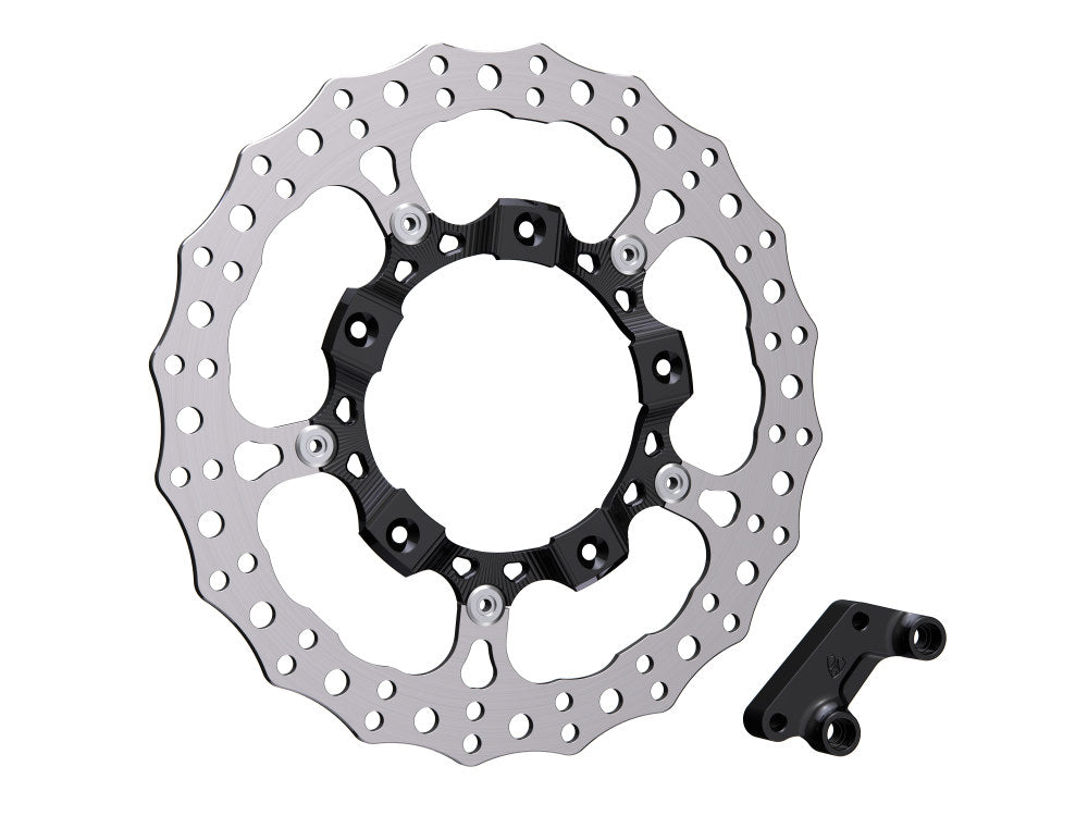 14in. Right Hand Front Jagged Big Brake Disc Rotor - Black. Fits Most Touring 2008-2024 - Arlen Ness