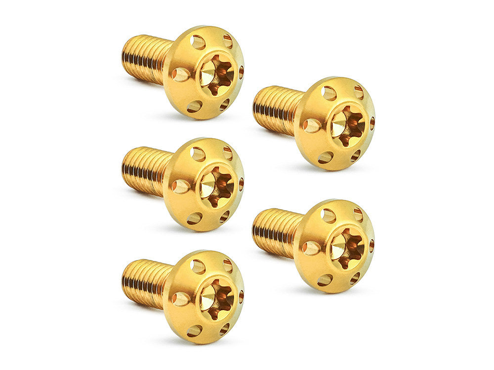 Titanium Rear Disc Rotor Bolts - Gold. Fits H-D Big Twin 1997up & Sportster 1997-2021 - Arlen Ness