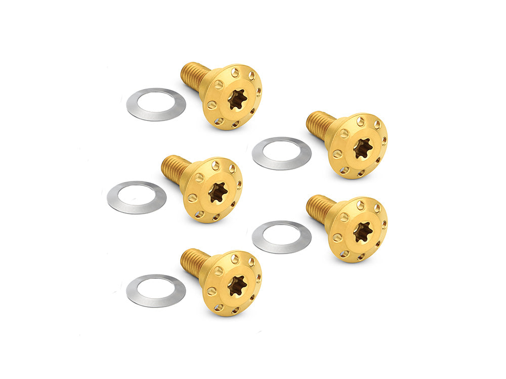 Titanium Front Disc Rotor Bolts - Gold. Fits Dyna 2006-2017 & V-Rod 2002-2017 - Arlen Ness
