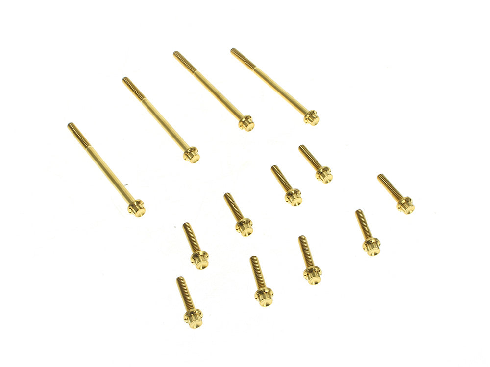 Titanium 12-Point Primary Cover Bolt Kit - Gold. Fits Softail 2007-2017 Non-240 Tyre Models & Touring 2017up - Arlen Ness
