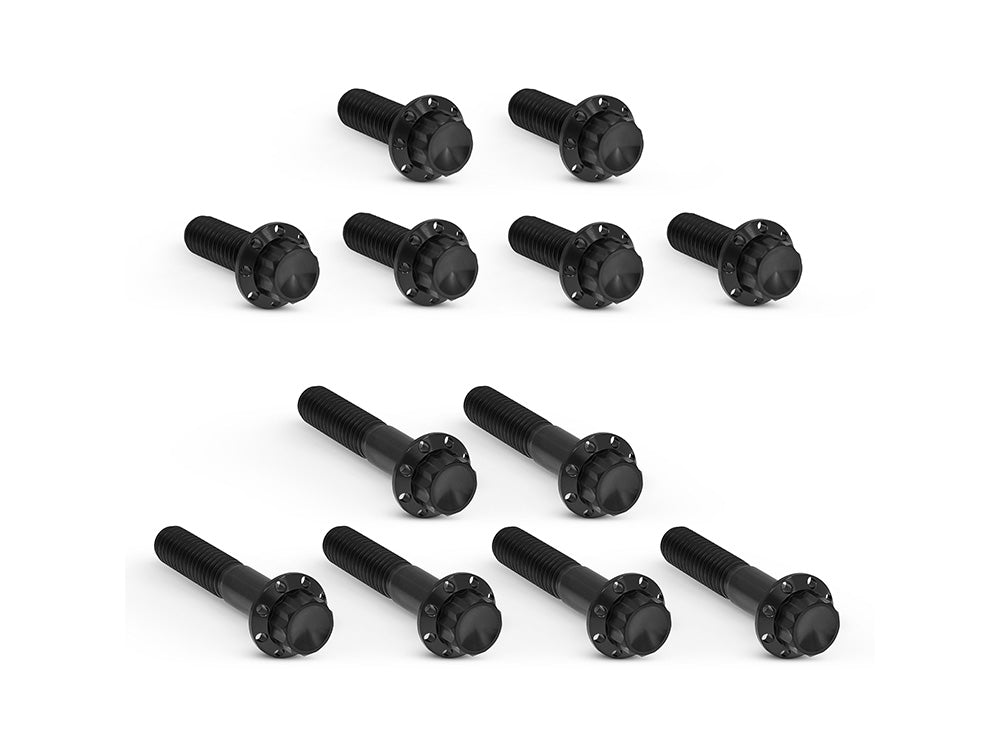 Titanium 12-Point Rocker Cover Bolt Kit - Black. Fits Twin Cam 1999-2017 - Arlen Ness