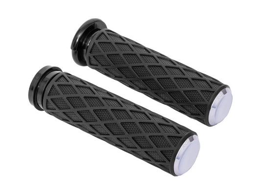 Diamond Handgrips - Chrome. Fits H-D with Throttle Cable. - Arlen Ness