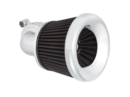 Velocity 90° Air Cleaner Kit - Chrome. Fits Softail 2000-2015, Dyna 1999-2017, Touring 1999-2007 with CV Carb or Cable Operated Delphi EFI - Arlen Ness