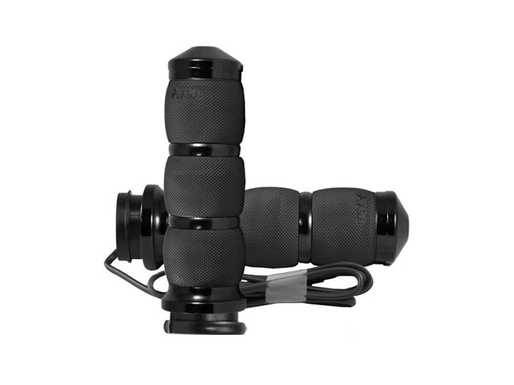 Heated Air Cushion Handgrips - Black. Fits Big Twin 2008-2024 with Throttle-by-Wire - Avon Grips