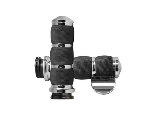 Air Cushion Handgrips with Throttle Boss - Chrome. Fits H-D with Throttle Cable. - Avon Grips