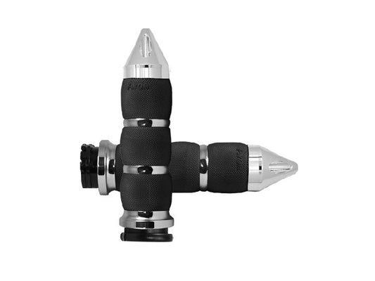 Spike Air Cushion Handgrips - Chrome. Fits H-D with Throttle Cable. - Avon Grips