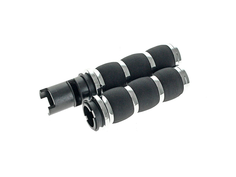 Air Cushion Handgrips - Chrome. Fits CVO Touring 2023up, Street Glide & Road Glide 2024up, Touring 2025up & Softail 2025up - Avon Grips