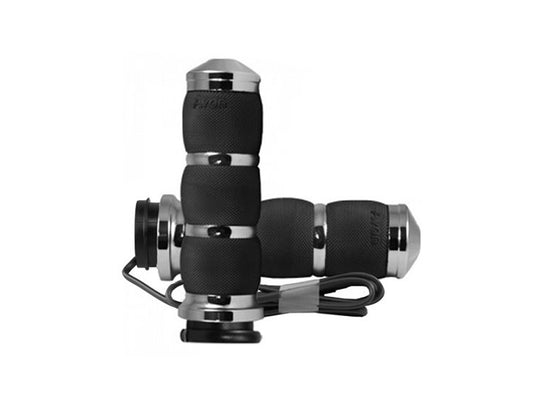 Heated Air Cushion Handgrips - Chrome. Fits Big Twin 2008-2024 with Throttle-by-Wire - Avon Grips