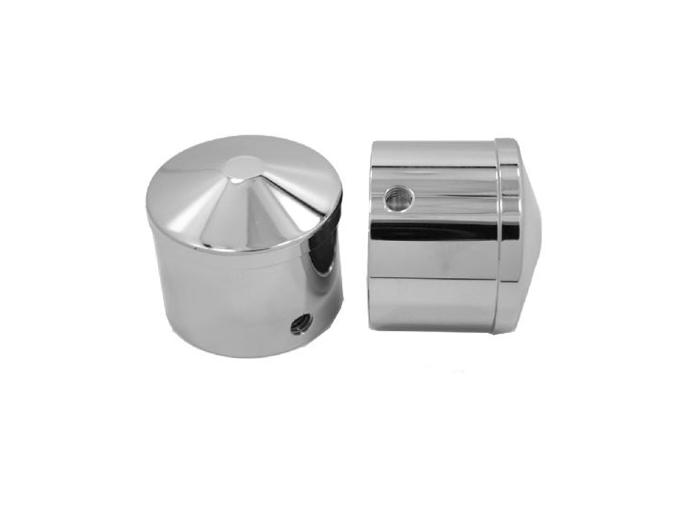 Front Axle Caps - Chrome. Fits Touring 2008up, Softail 2007-2017, Dyna 2008-2017, Sportster 2008-2021, V-Rod 2008-2011, Street 2015-2020 - Avon Grips