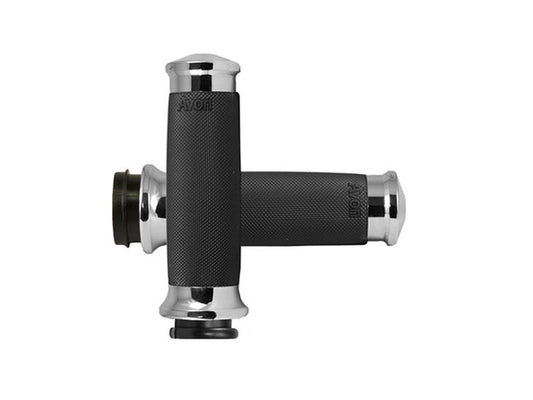 Custom Contour Handgrips - Chrome. Fits Big Twin 2008-2024 with Throttle-by-Wire - Avon Grips