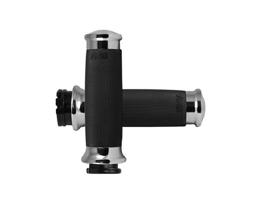 Custom Contour Handgrips - Chrome. Fits H-D with Throttle Cable. - Avon Grips