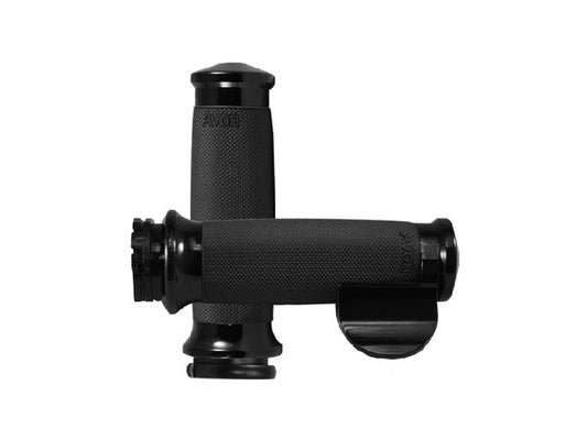 Custom Contour Handgrips with Throttle Boss - Black. Fits H-D with Throttle Cable. - Avon Grips