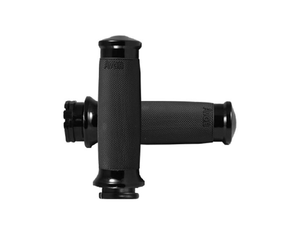 Custom Contour Handgrips - Black. Fits H-D with Throttle Cable. - Avon Grips