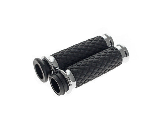 Diamond Contour Handgrips - Chrome. Fits Big Twin 2008-2024 with Throttle-by-Wire - Avon Grips