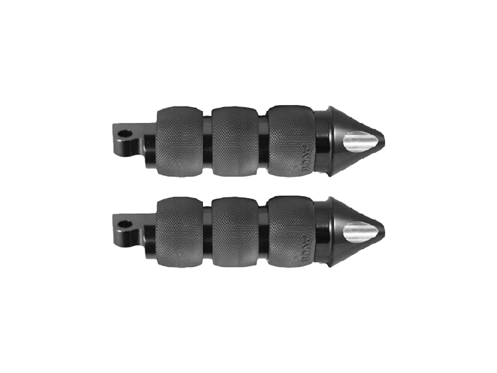 Spike Air Cushion Footpegs - Black. Fits H-D. - Avon Grips