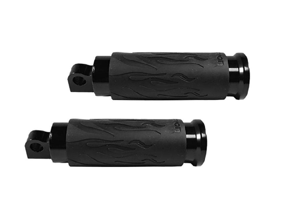 Flame Footpegs - Black. Fits H-D - Avon Grips