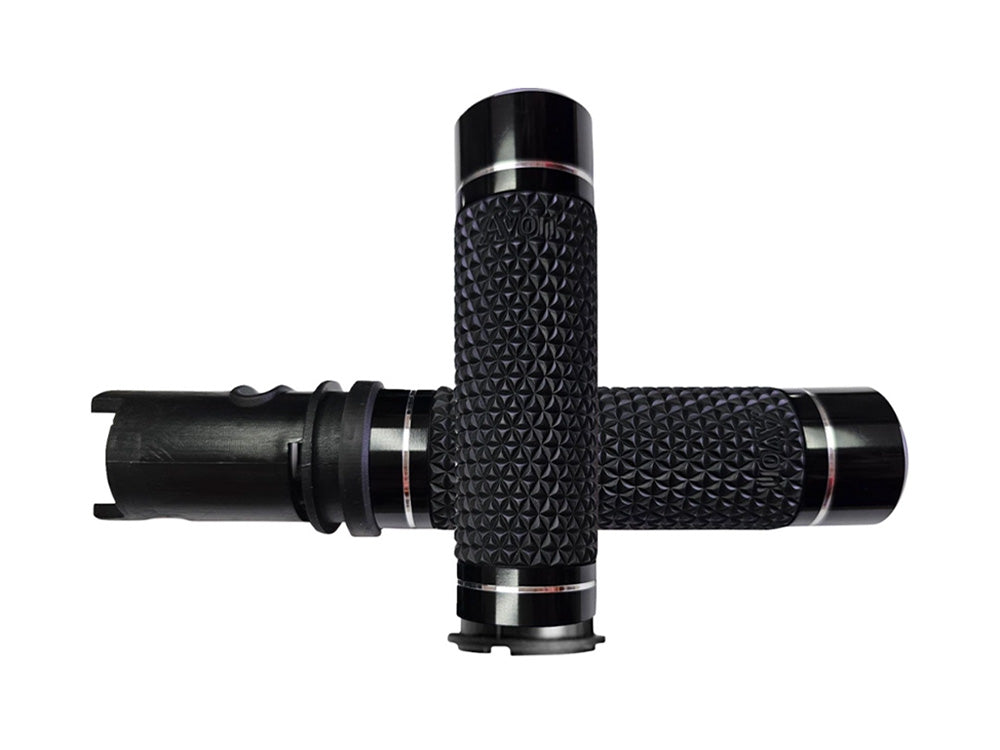 K25 Handgrips - Black. Fits CVO Touring 2023up, Street Glide & Road Glide 2024up, Touring 2025up & Softail 2025up - Avon Grips