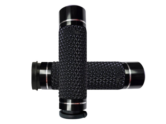 K25 Handgrips - Black. Fits Big Twin 2008-2024 with Throttle-by-Wire - Avon Grips