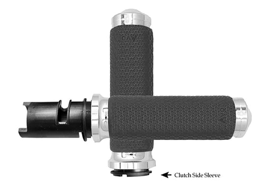 Medium Memory Foam Handgrips - Chrome. Fits CVO Touring 2023up, Street Glide & Road Glide 2024up, Touring 2025up & Softail 2025up - Avon Grips