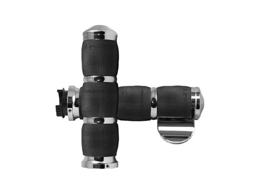 Air Cushion Handgrips with Throttle Boss - Chrome. Fits Various Metric Models. - Avon Grips