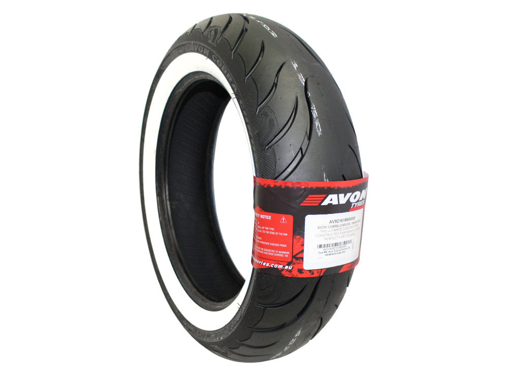Avon Cobra Chrome 16in. Whitewall Rear Tyre. 180/65-B16 AV92 WW. - Avon Tyres
