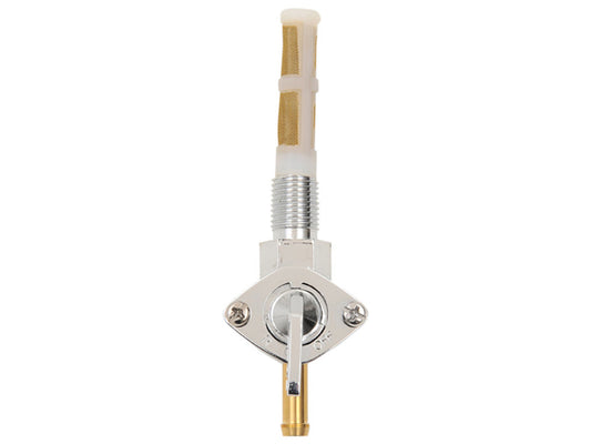 Fuel Tap / Petcock with 3/8in. NPT Thread, 5/16in. Downward Facing Fuel Outlet - Chrome. Fits H-D Pre 1975. - Rollies Speed Shop