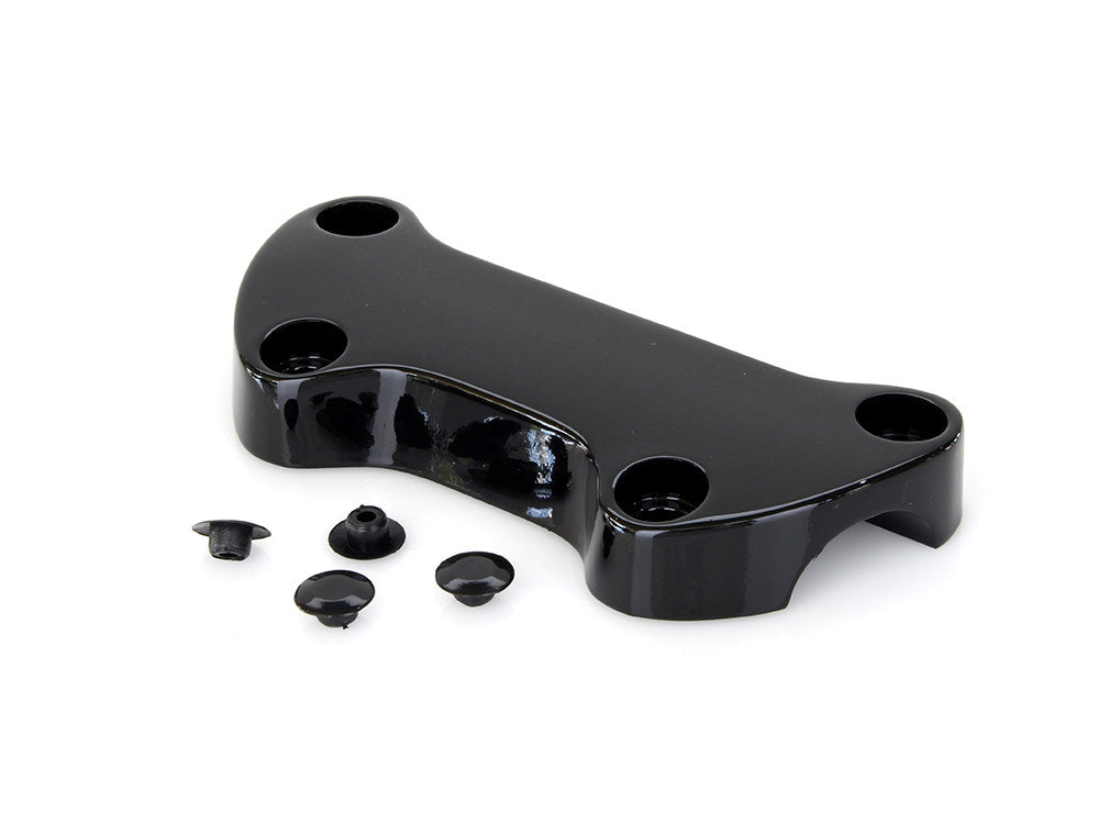 Plain Handlebar Top Clamp - Black. Fits HD Big Twin 1974up and Sportster 1974-2021. - Rollies Speed Shop