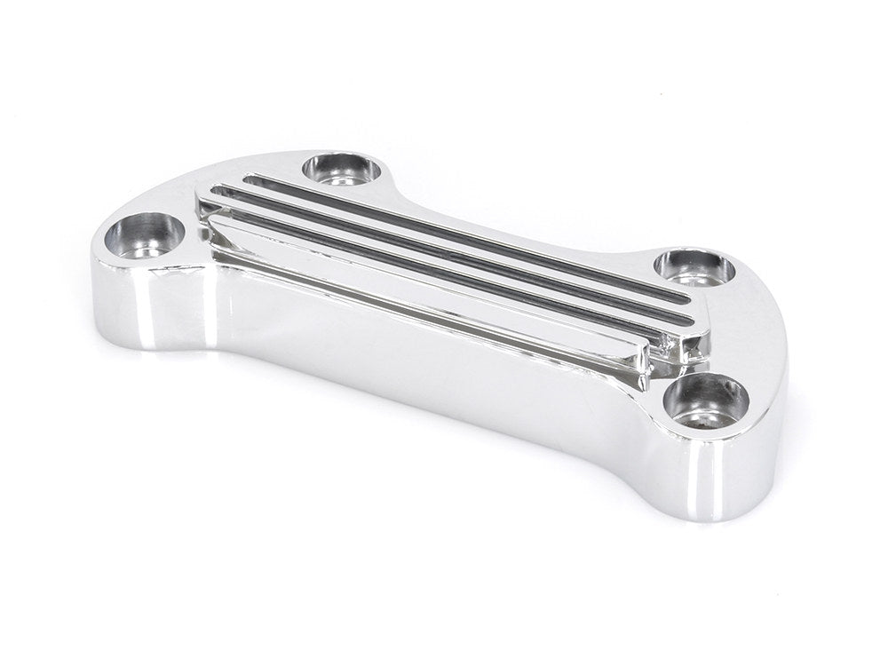 Finned Handlebar Top Clamp - Chrome. Fits HD Big Twin 1974up & Sportster 1974-2021. - Rollies Speed Shop