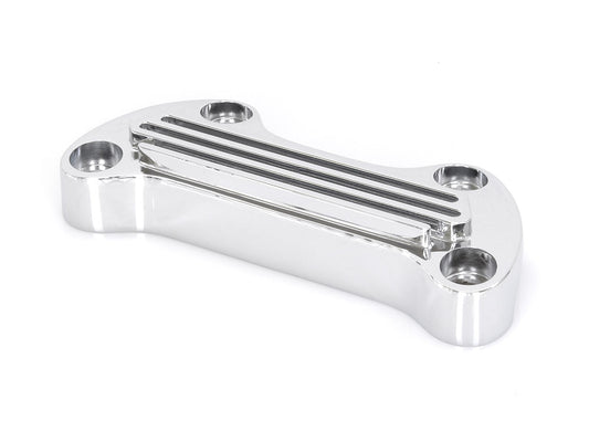 Finned Handlebar Top Clamp - Chrome. Fits HD Big Twin 1974up & Sportster 1974-2021. - Rollies Speed Shop
