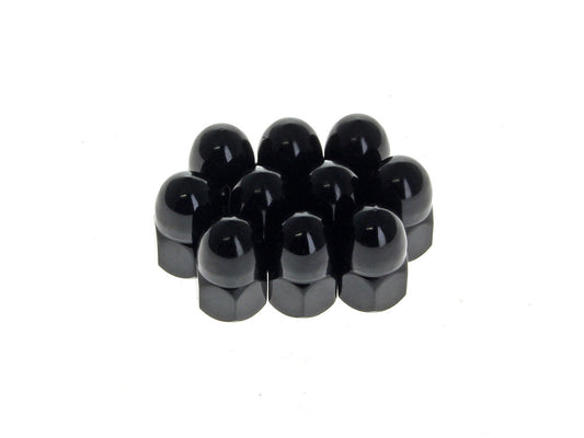 5/16-24 UNF Acorn OEM Style Nuts - Black. Pack of 10. Fits HD Mirror Stems - Rollies Speed Shop