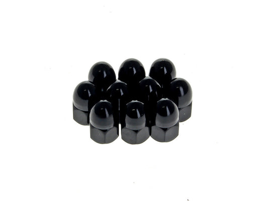 3/8-24 UNF Acorn OEM Style Nuts - Black. Pack of 10 - Rollies Speed Shop
