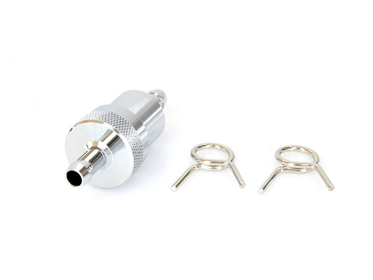 Short Inline Fuel Filter with 5/16in. Hose Fitting - Chrome. - Rollies Speed Shop