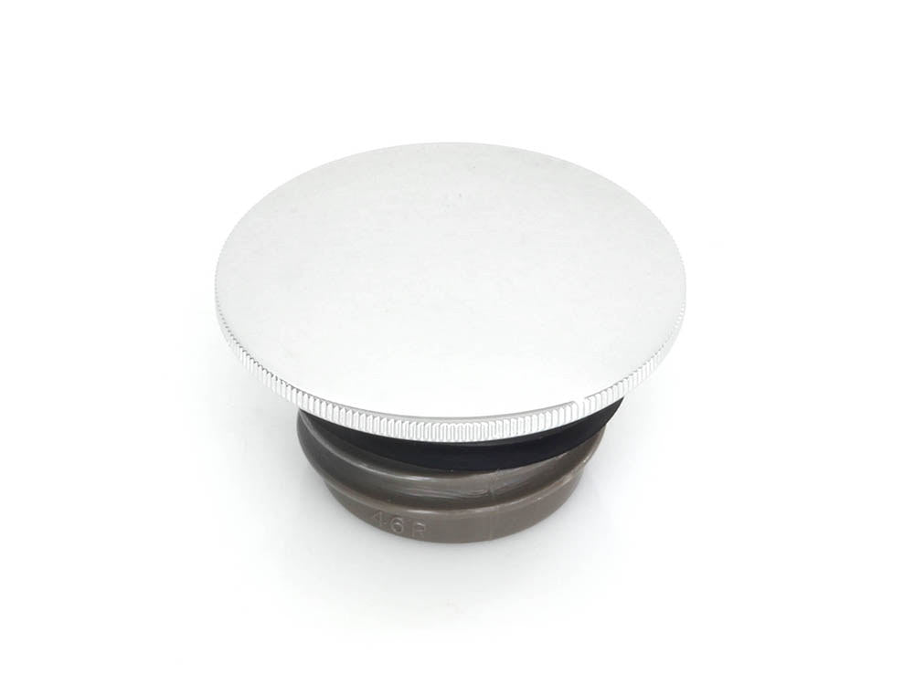 Low Profile Right Hand Vented Screw-In Fuel Cap - Chrome. Fits H-D Big Twin 1996up and Sportster 1996-2021. - Rollies Speed Shop