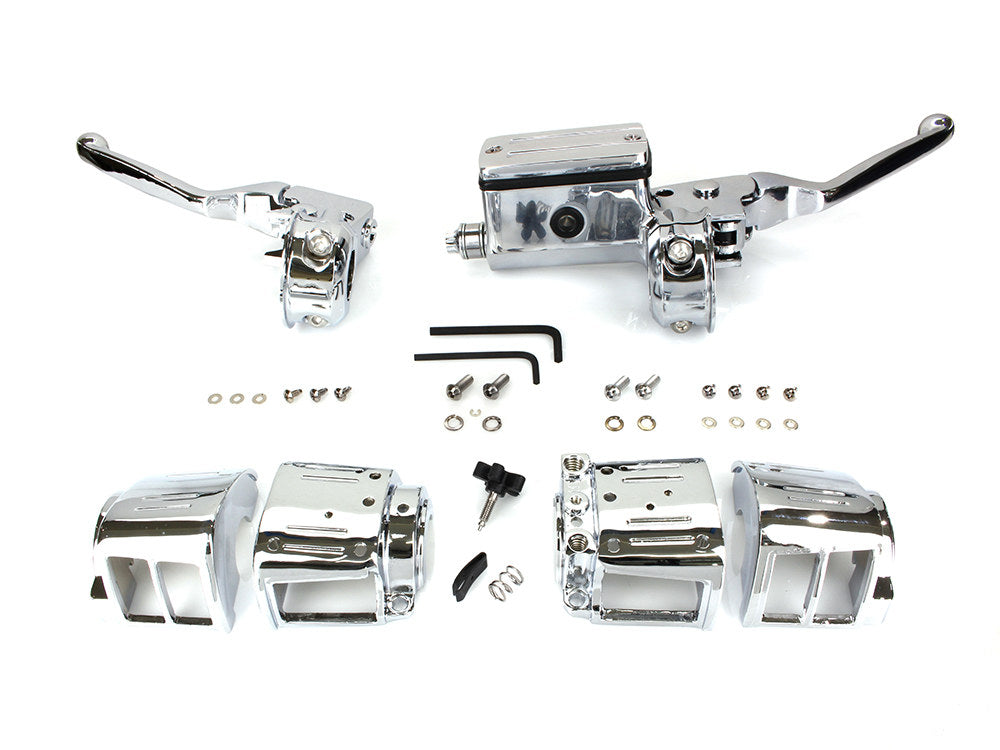 Handlebar Control Kit - Chrome. Fits Big Twin & Sportster 1982-1995 Models with Single Disc Rotors. - Rollies Speed Shop