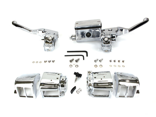 Handlebar Control Kit - Chrome. Fits Big Twin & Sportster 1982-1995 Models with Single Disc Rotors. - Rollies Speed Shop