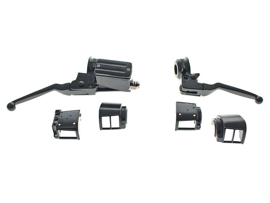 Handlebar Control Kit - Black. Fits Big Twin & Sportster 1982-1995 Models with Single Disc Rotors. - Rollies Speed Shop