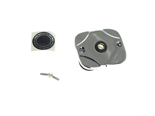 Front Master Cylinder Cap with Sight Glass - Chrome. Fits Softail 1996-2006, Touring 1996-2006, Dyna 1996-2005, Sportster 1996-2003 & V-Rod 2002-2005 - Rollies Speed Shop