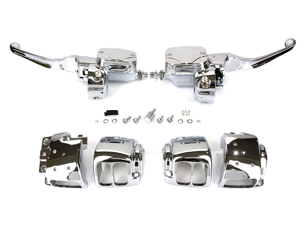Handlebar Control Kit with Hydraulic Clutch - Chrome. Fits Big Twin 1996-2010 with Single Disc Rotor. - Rollies Speed Shop