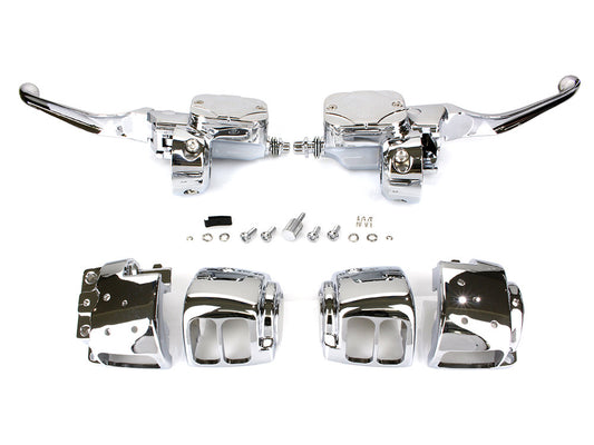 Handlebar Control Kit with Hydraulic Clutch - Chrome. Fits Big Twin 1996-2010 with Single Disc Rotor. - Rollies Speed Shop