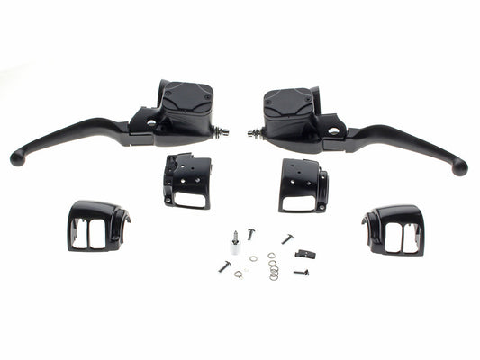 Handlebar Control Kit with Hydraulic Clutch - Black. Fits Big Twin 1996-2010 with Single Disc Rotor. - Rollies Speed Shop