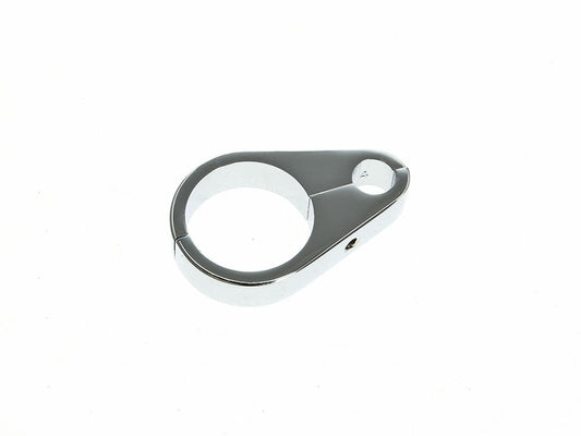 1-1/4in. Cable Clamp with 1 x 10mm Clutch Cable or Brake Line Hole - Chrome - Rollies Speed Shop