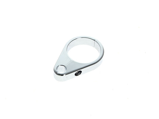 1-1/2in. Cable Clamp with 1 x 10mm Clutch Cable or Brake Line Hole - Chrome - Rollies Speed Shop