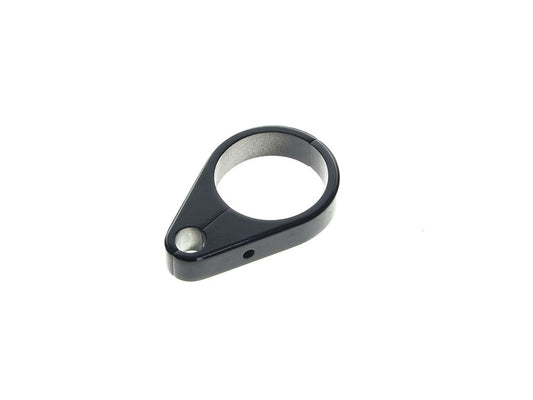 1-1/2in. Cable Clamp with 1 x 10mm Clutch Cable or Brake Line Hole - Gloss Black - Rollies Speed Shop
